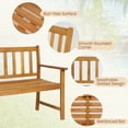 thumbnail image 6 of Topbuy 2-Person Outdoor Bench Patio Wooden Bench with Ergonomic Backrest & Armrests All-weather Acacia Wood Frame 48"x 22", 6 of 10