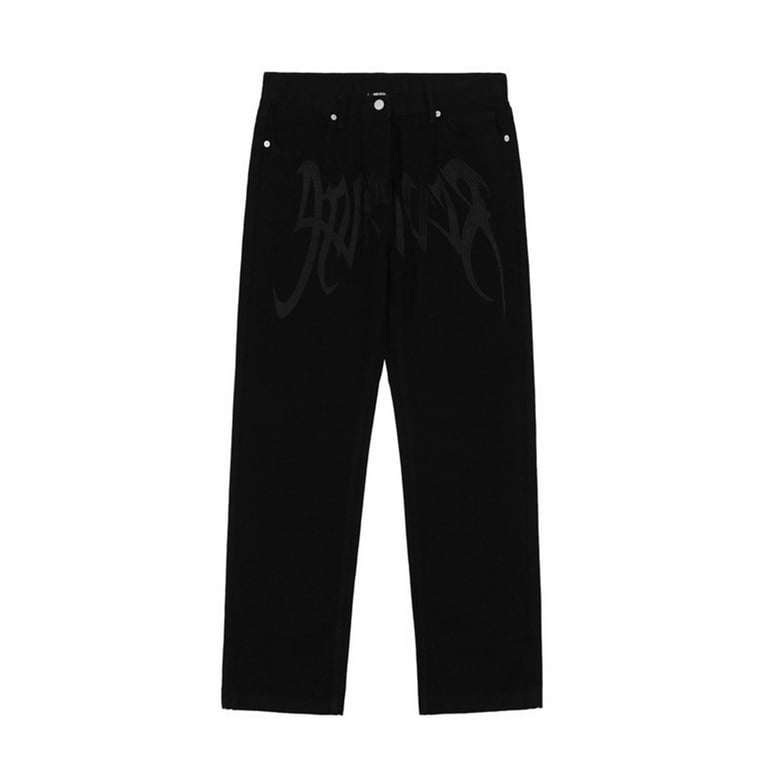 2023 Trendy Mens Y2K Hip Hop Jeans With Letter Print Black Loose Straight  Pants For Men And Women Streetwear Fashion Ariat Trouser Jeans W0413 From  Liancheng03, $26.37