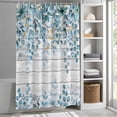 thumbnail image 3 of Eucalyptus Leaves Blue Fabric Shower Curtain Farmhouse Wood Grain Washable Shower Curtains for Bathroom, Waterproof Bath Curtain with Hooks Home Decor 72x72in, 3 of 8
