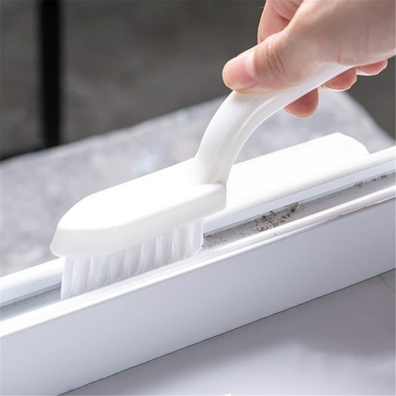 AQITTI Crevice Cleaning Brush Set, Hard Bristle Cleaning Supplies for Kitchen, Bathroom, Corner, Grout, Sink, Cup, Teapot, Bottle, Blender White X2