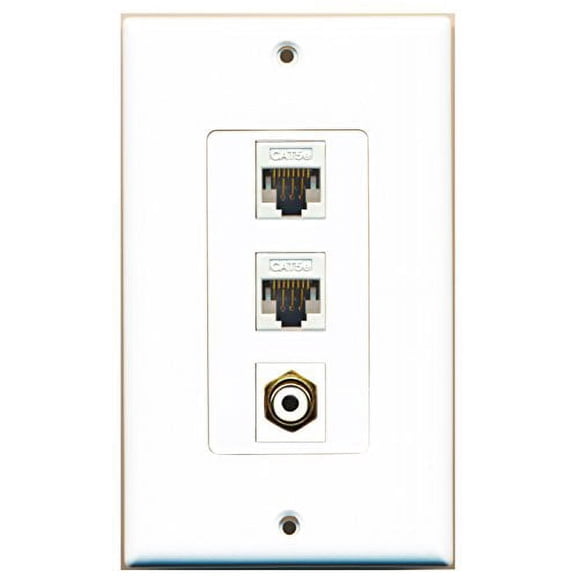 RiteAV - 1 Port RCA White 2 Port Cat5e Ethernet White Decorative Wall Plate