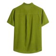 thumbnail image 3 of Designer Spring Summer Men's Casual Cotton Linen Solid Color Long Sleeve Shirts Loose Stand Collar Shirts L, 3 of 5