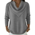 thumbnail image 2 of Cozy Sweaters for Women Knit Fall Winter Clothes Casual Loose Pullover Fashion Cowl Neck Long Sleeve Trendy Tops Gray S, 2 of 5