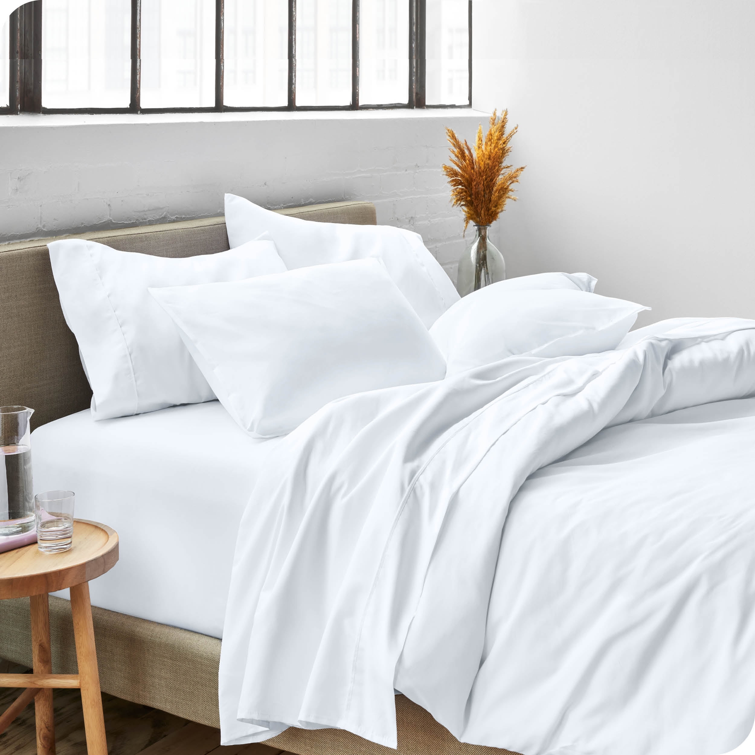 Bare Home White Microfiber Sheet Set, Wrinkle Resistant, Deep Pocket, Twin XL