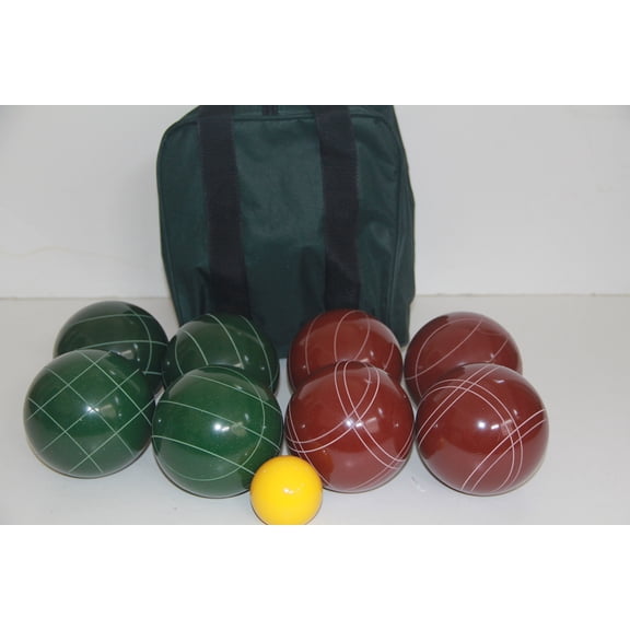 Italian/American Made, 107mm EPCO Bocce Set - Dark red and Green Balls and Green/Black Bag