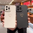 thumbnail image 4 of for iPhone 13 Pro Max Case(2021 6.7"),Side&Back Cute Plated Love Heart with Anti-Fall Lens Cameras Cover Protection Soft TPU Shockproof Anti-Fingerprint Phone Cases for Women Girls Men,White, 4 of 14