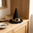 thumbnail image 5 of Halloween Decor Witch Hats Woven Rattan Plastic Tabletop Decor for Porch Entryway Mantel Black, 5 of 7