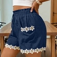 thumbnail image 6 of YanHoo Shorts for Women Trendy Floral Patchwork Boho Vacation Short Pants Elastic Waisted Drawstring Casual Beach Shorts with Pockets, 6 of 9