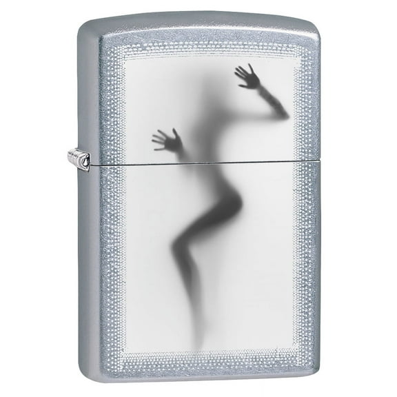 Zippo Lighter: Nude Girl Against the Glass - Street Chrome