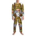 thumbnail image 3 of Honeii Fishing Gnome Fisherman Pattern Mens Pajamas Set,2pcs Men's Lounge Long Sleeve Sleep Shirt and Pajama Bottoms Sleepwear Set,Mens Pjs Sets-Large, 3 of 7