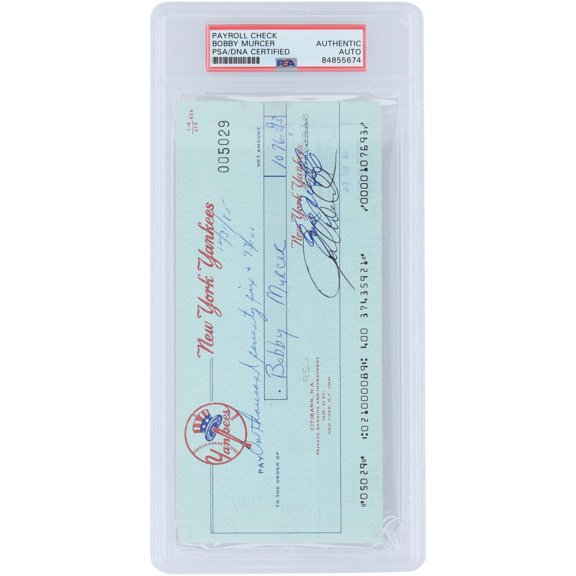 Bobby Murcer New York Yankees Autographed Check from December 31, 1985 - PSA 84855674 - Fanatics Authentic Certified