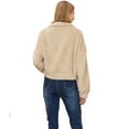 thumbnail image 3 of Fluffy Zip Up Sweater Beige Large, 3 of 4