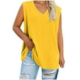 thumbnail image 2 of Lenago Women's Plus Size Summer Sleeveless Shirts Casual V-Neck Rollable Blouse Tops Family gifts, 2 of 5