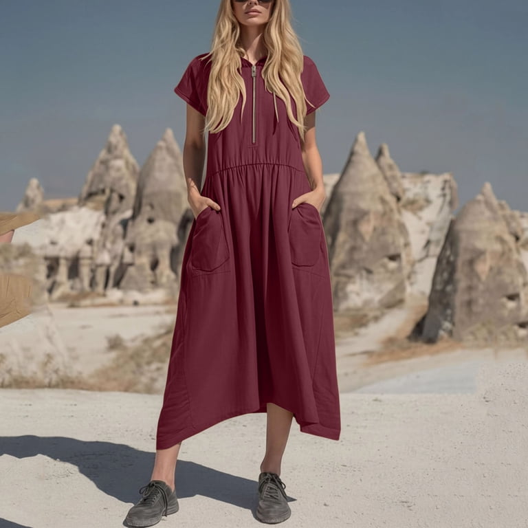 hooded short sleeve dress Sundays Mina Short-Sleeve Hoodie Mini Dress