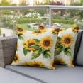 thumbnail image 2 of 2 Pack Outdoor Waterproof Throw Pillow Covers,Summer Sunflower Watercolor Green Leaves Decorative Patio Pillowcases for Chair Couch Sofa 16x16in, 2 of 9