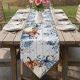 thumbnail image 6 of Orange Blue Fall Thanksgiving Table Runner Linen Burlap Table Runner 72 Inches Long Eucalyptus Leaves Vintage Dresser Scarves for Kitchen Island Coffee Dining Room Party Holiday Decoration 18"x72", 6 of 8