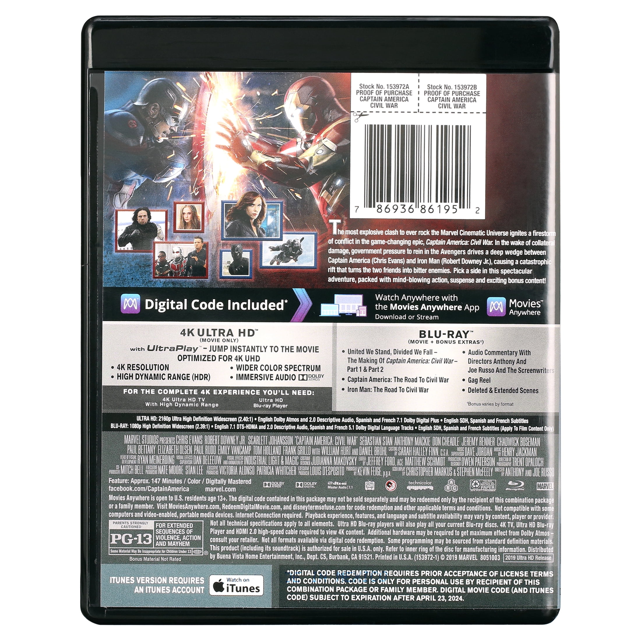 その他 2Blu-ray Movie Captain America: Civil War  NONE NOT ON LABEL /00220 Amazon.com: Captain America: Civil War [Blu-ray] : Chris