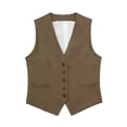 thumbnail image 1 of Chaleco Mujer Casual Acogedor Tops Cómodos Chalecos con Cuello en V Color Sólido Elegante Chaqueta Chaleco Ygjytge Café T XS para Mujer, 1 of 1