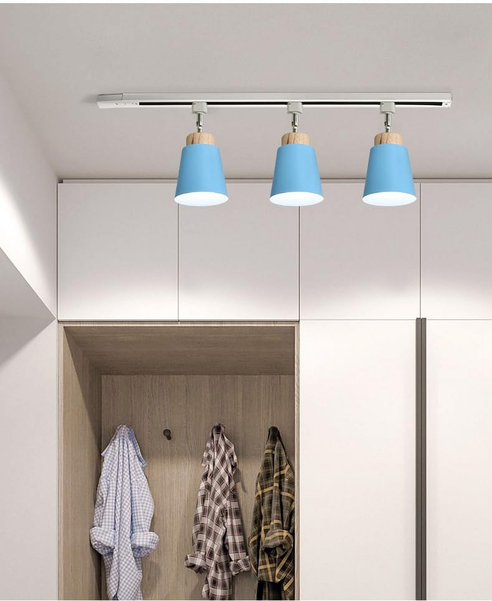KAYYELAMP 3Pcs Macaron Blue Juno System Adjustable Titl Angle Track Lighting E26 Base Modern Design for Farmhouse Kitchen Sink Gallery Loft(No Bulb, Track)