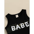 thumbnail image 5 of TSEXIEFOOFU Baby Shorts Set Letter Camouflage Print Round Neck Sleeveless Tank Tops + High Waist Stretch Shorts Set, 5 of 8
