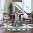 thumbnail image 4 of Round Area Rug 6ft,Water Duck Green Aztec Geometric Washable Carpet Non-Slip Runner Accent Rugs Indoor Floor Mat for Bedroom Living Room Decor,Bohemian Ethnic Wind, 4 of 9