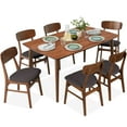 thumbnail image 2 of Best Choice Products 7-Piece Mid-Century Modern Upholstered Dining Set, Wooden Table w/ 6 Chairs - Walnut/Charcoal, 2 of 9