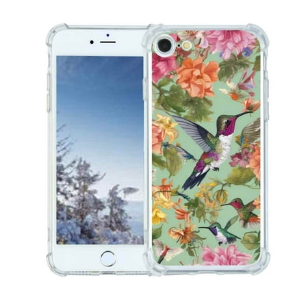 Floral-hummingbird-gardens-5 Phone Case, Designed for iPhone SE 2022 Case Soft TPU for girls boys gift,Shockproof Phone Cover