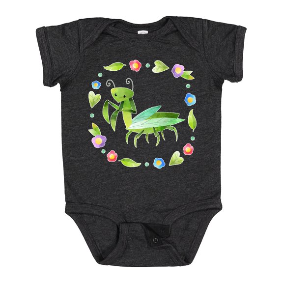 Inktastic Praying Mantis with Flowers and Leaves Boys or Girls Baby Bodysuit
