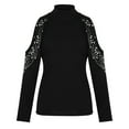 thumbnail image 4 of IROINNID Womens Long Sleeve Tops Solid Color Turtleneck Rhinestone Shirt Tops,Black, 4 of 7