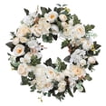 thumbnail image 4 of Corona artificial de 18 pulgadas de diámetro para puerta de entrada, peonía, rosa, fiesta, pared exterior Blanco, 4 of 9