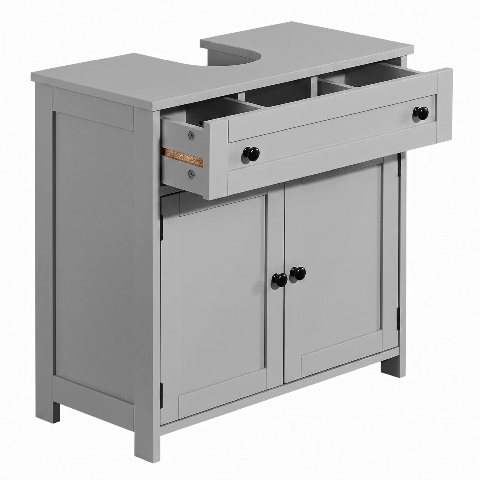 1-Drawer 2-Door Bathroom Vanity Bathroom Cabinet Washbasin Not Included, Grey 23.62*11.81*23.62in
