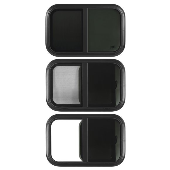 RV Sliding Window, Black Aluminum Alloy Frame, Tempered Glass, Movable  Resistant Net, for , Trailer, RV, Mobile Home