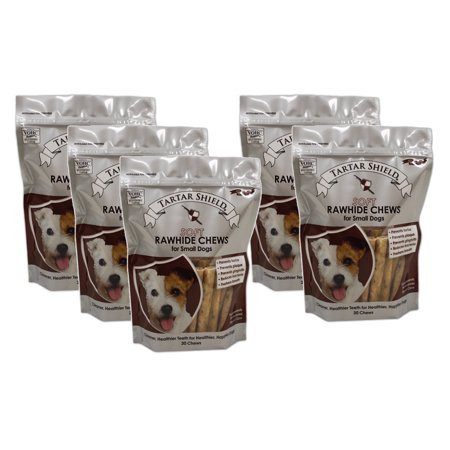 Tartar Shield Soft Rawhide Chews for Small Dogs 30 Count 5 Pack