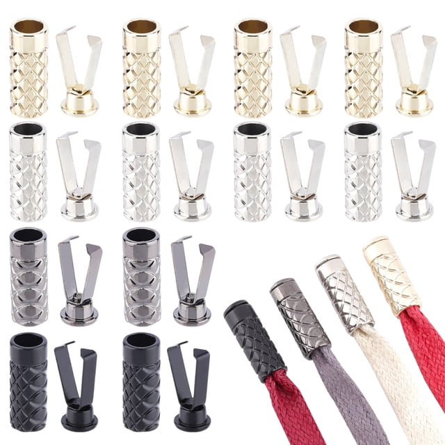 32 Sets 4 Colors Zinc Alloy Cord Ends End Caps Column Mixed Color 19x7.5mm Inner Diameter: 5.5mm 8 sets/color