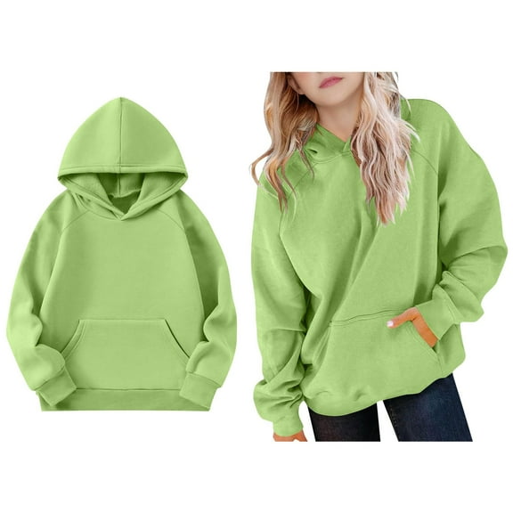 Teen Boys Hoodie Green Hoodie Long Sleeve Casual Basic Pullover Sweatshirt Hoodie Warm Fall Winter Clothes 11-12 Years Old Boy Clothes