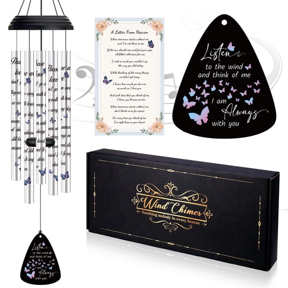 topjuju 32'' Memorial Wind Chimes for Loss of Loved One, Sympathy Windchime Gifts in Memory of Dad Mom Condolence Bereavement, Deep Tone Wind Chimes for Outside Decoration (Patio, Graden, Yard)