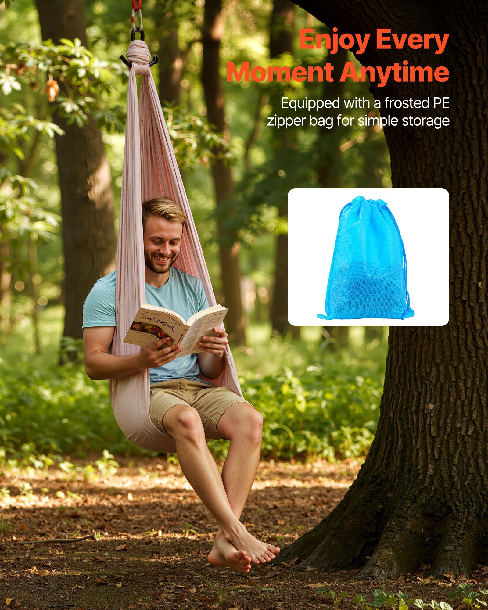 CAFORKP Aerial Yoga Hammock with 300 lbs Capacity - Double-Layer Nylon Silk & Portable Zipper Bag for Family Fun, Muscle Toning and Flexibility Training (Yoga Swing/Indoor Hammock Combo)