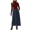 thumbnail image 2 of INSPIRE CHIC Denim Skirt for Women Midi Length Button Down H Line Long Jean Skirts XL Dark Blue, 2 of 6