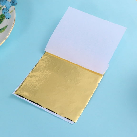 OUNONA  100 Sheets Gold Foil Paper Leaves Leaf Decoration Clay Nail Golden