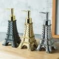 thumbnail image 3 of European Paris Eiffel Tower Decor Ceramic Hand Lotion Dispenser Soap Dish Pump - Embossed Lattice Perfume Bathroom Bottle for Kitchen Sink-Gold, 3 of 8