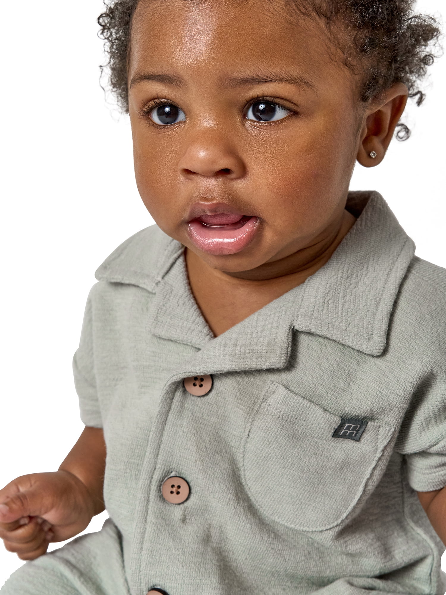 Modern Moments by Gerber Baby Boy Long Leg Slouch Henley Romper, Sizes 0/3 Months - 24 Months