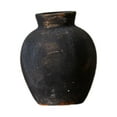 thumbnail image 3 of deevoka Rustic Ceramic Vase Wabi Bud Vase Desktop Display Farmhouse Flower Vase Black 12.7x12.7x15cm, 3 of 9