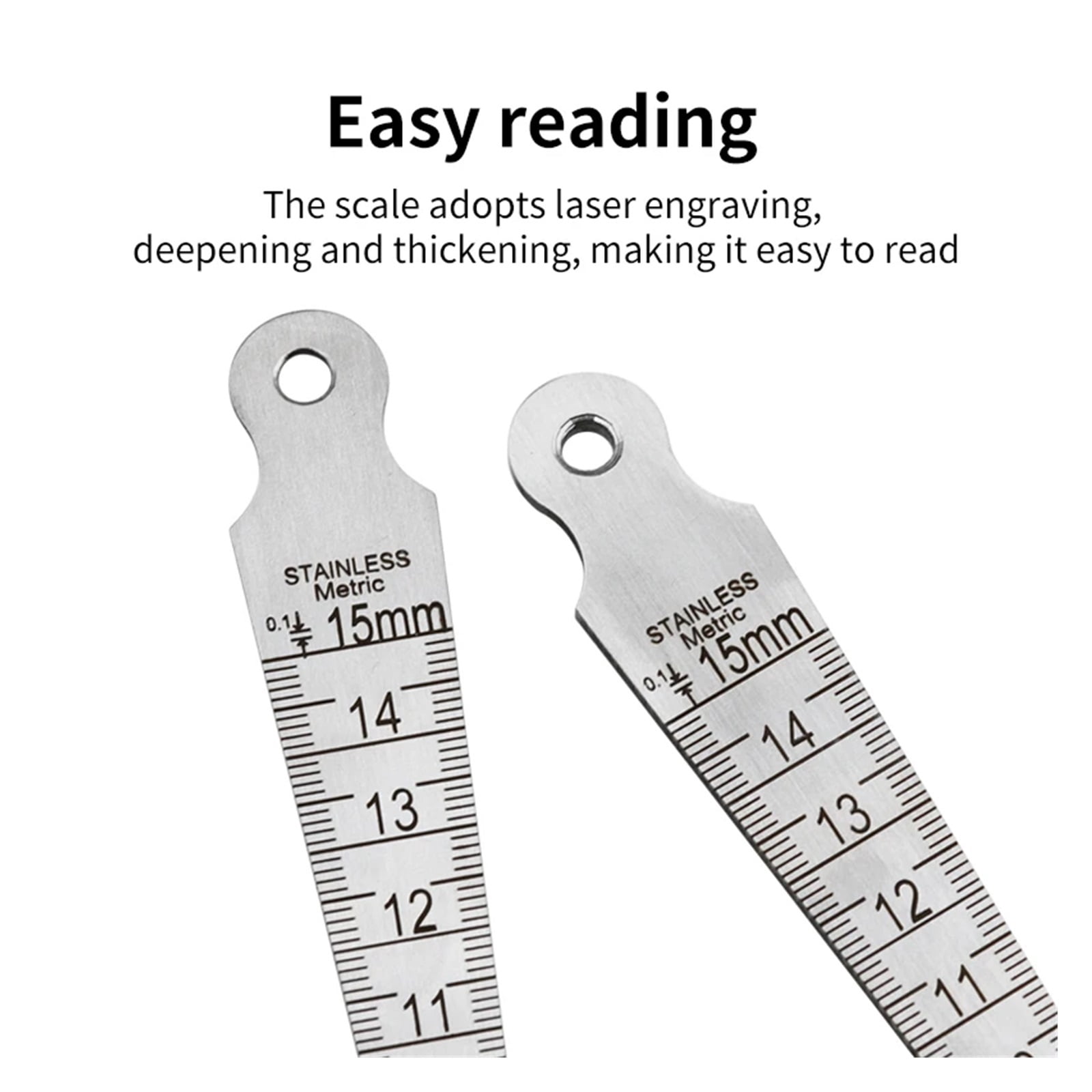 1PC Taper Gauge Feeler 1-15mm Stainless Steel Gap Hole Measuring Tool Double Side Wedge Aperture Scale ,Corrosion-Resistant