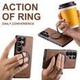 thumbnail image 2 of for Samsung Galaxy S25 Case PU Leather, [Compatible with MagSafe] [360° Rotatable Ring Kickstand] Cover for Samsung Galaxy S25 Lightweight Anti-Fall Phone Case Magnetic Ultra Slim - Brown, 2 of 6