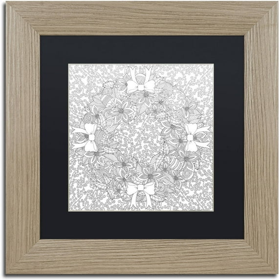 Trademark Fine Art "Christmas Wreath Mandala" Canvas Art by Hello Angel, Black Matte, Birch Frame