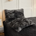 thumbnail image 3 of LIFEREVO Luxury Shaggy Faux Fur Duvet Cover Set, 3-Piece, Black, Ombre Marble Print, Bedding Set, 3 of 9