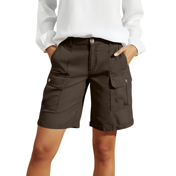 Yievot Cargo Shorts for Women Button Multi Pockets Summer Outdoor Hiking Travel Shorts