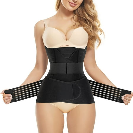 

Loday 3 In 1 Maternity Belly Band Wrap Postpartum Waist Trainer C Section Recovery Support Belt Women(Black M）