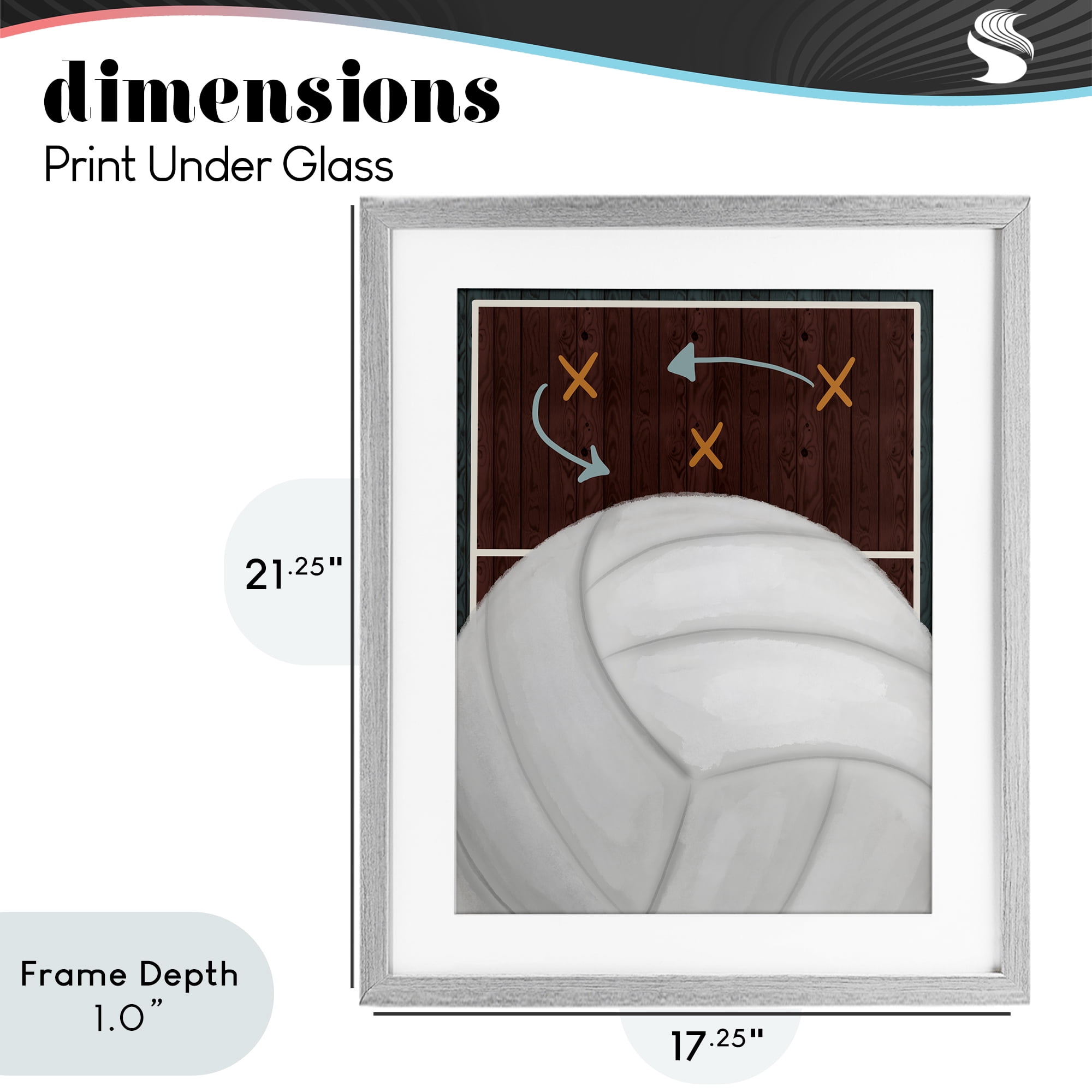 Stupell Industries Volleyball Court Tactics Gray Framed Print Under Glass, design by Jennifer Stith