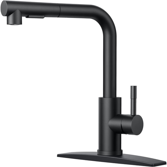 Kitchen Faucet Black, Kitchen Sink Faucets with Pull Down Sprayer, Commercial Pull Out Kitchen Faucet for Sink 1 or 3 Hole, Single Handle Stainless Steel Sink Faucet for Bar RV LaundryOutdoor